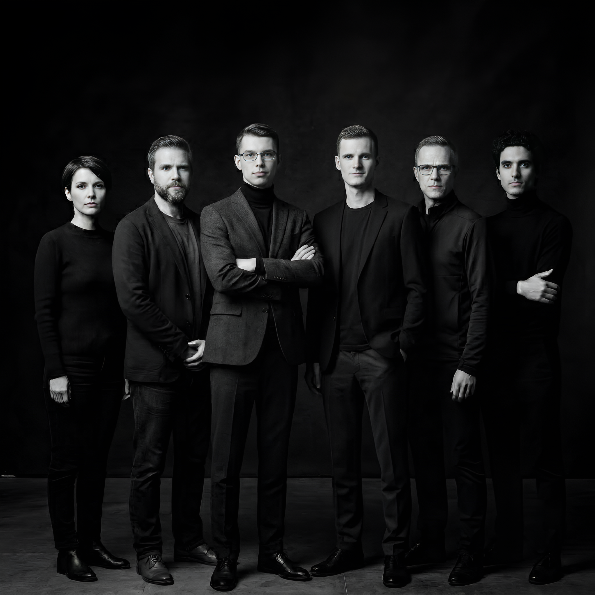 Senior software engineering team studio portrait